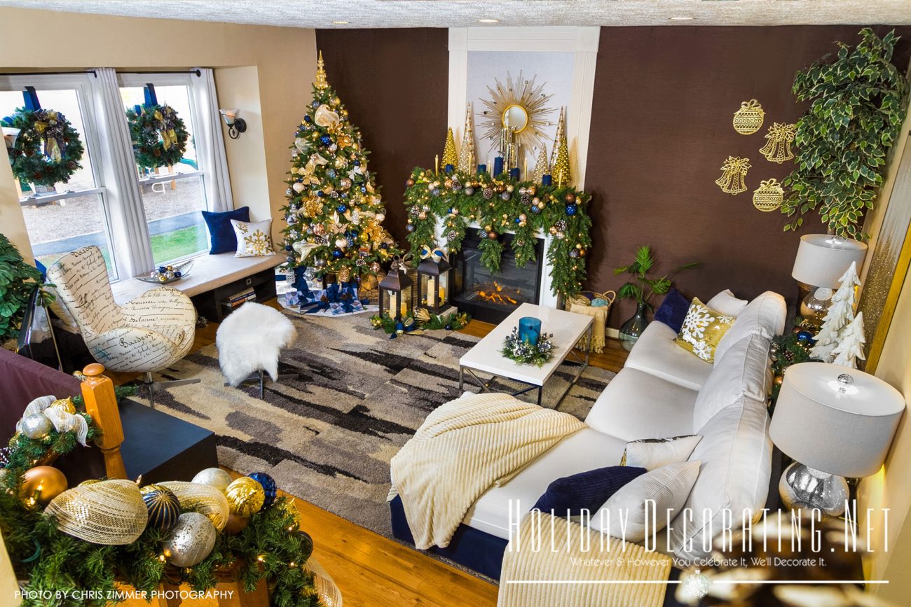 Christmas Décor - Navy Living Room