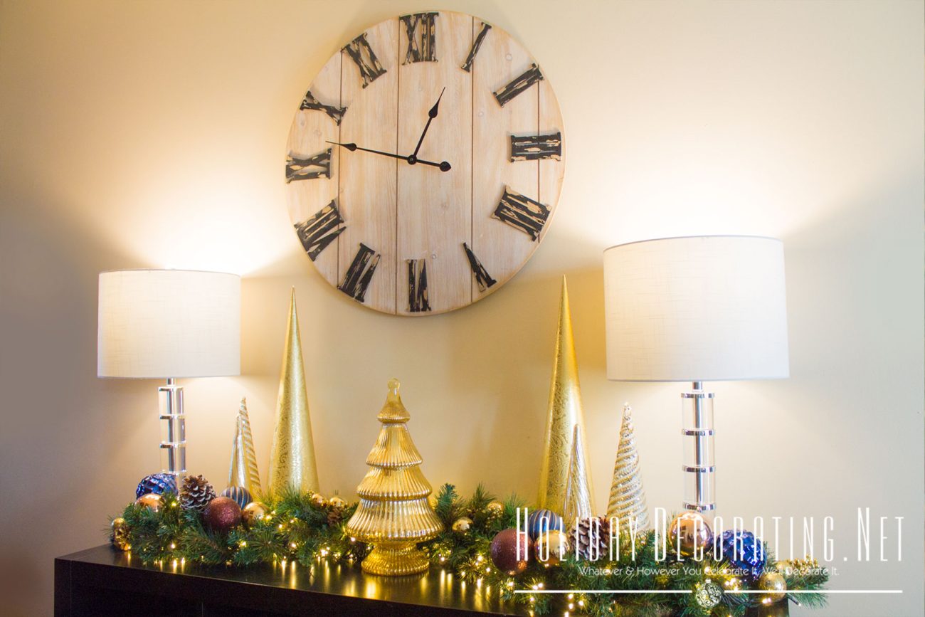 Side Table Decorated In Navy For Christmas