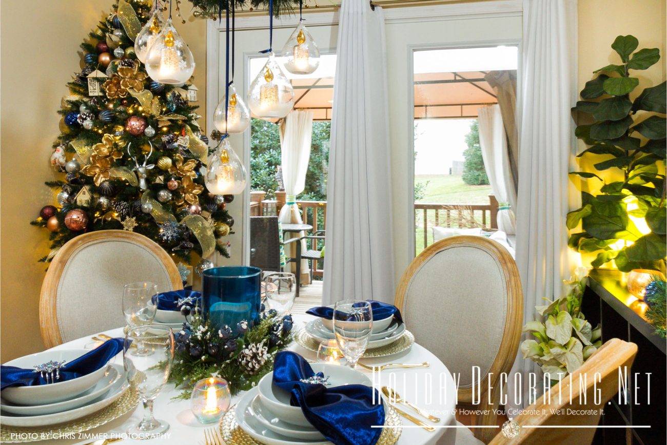 Navy Dining Room Christmas Decor